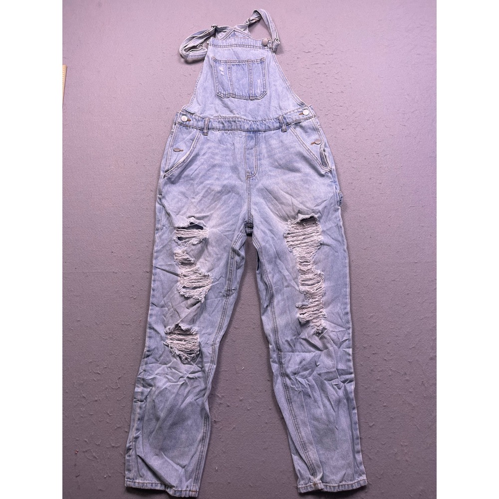 Tinsel Town Overalls Denim Light Wash Distressed Medium Womens
